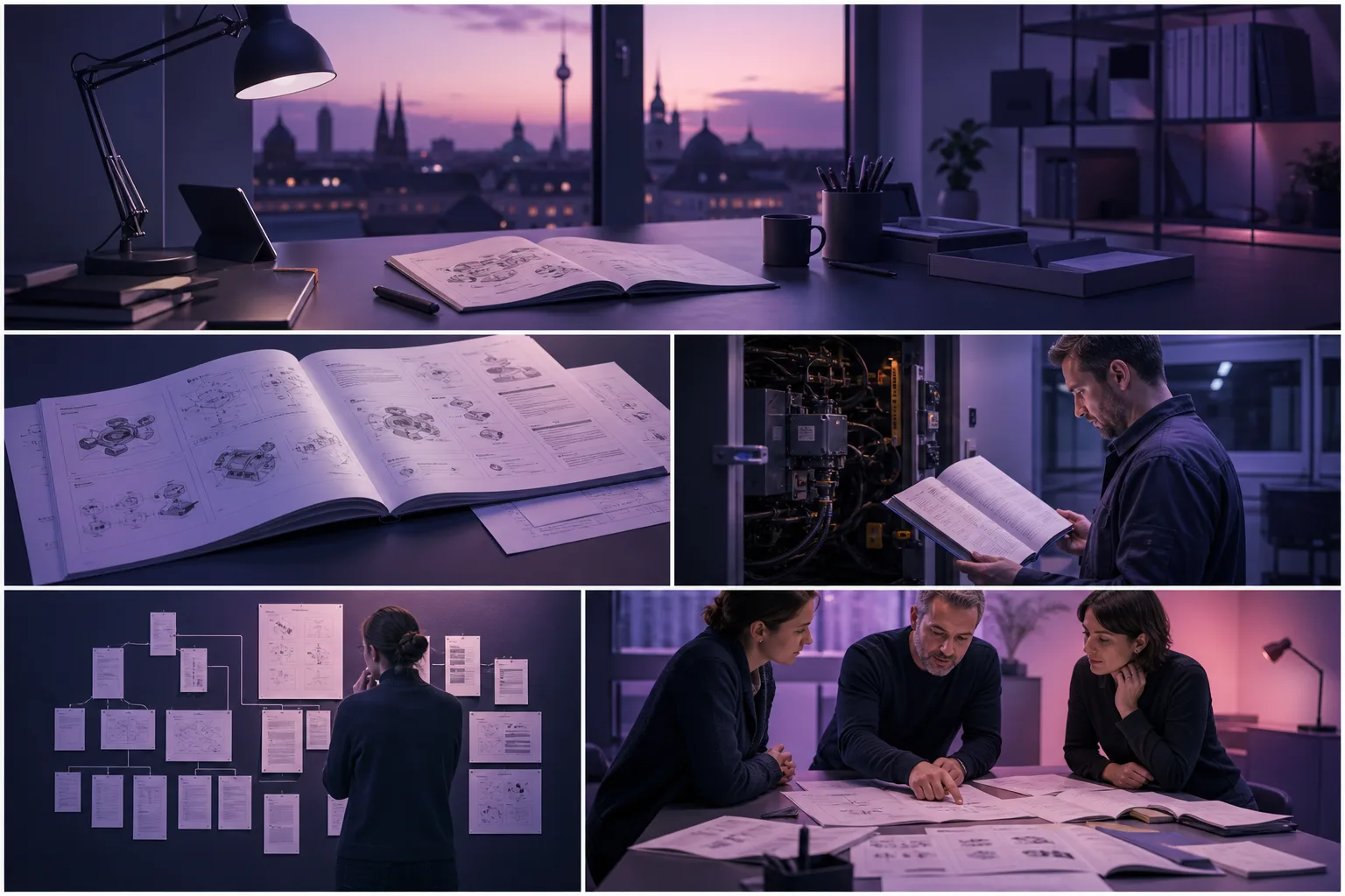 Documentation team reviewing procedures and visual references together